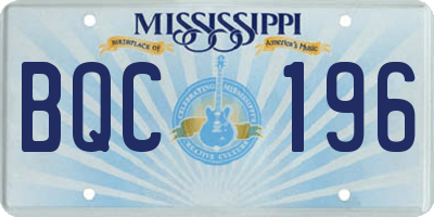 MS license plate BQC196