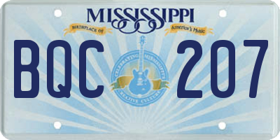 MS license plate BQC207