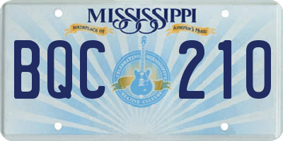MS license plate BQC210