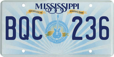 MS license plate BQC236