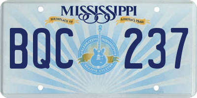 MS license plate BQC237