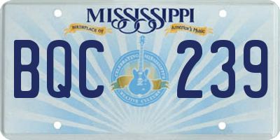 MS license plate BQC239