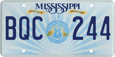 MS license plate BQC244