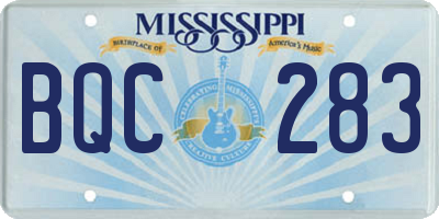 MS license plate BQC283