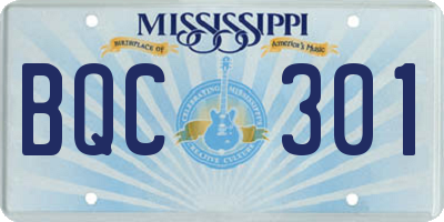 MS license plate BQC301