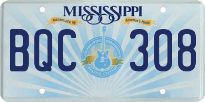 MS license plate BQC308