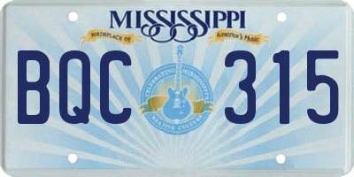 MS license plate BQC315