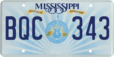 MS license plate BQC343