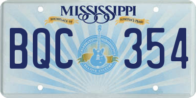 MS license plate BQC354