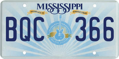 MS license plate BQC366