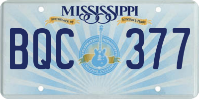 MS license plate BQC377