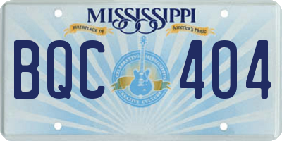 MS license plate BQC404