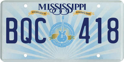 MS license plate BQC418