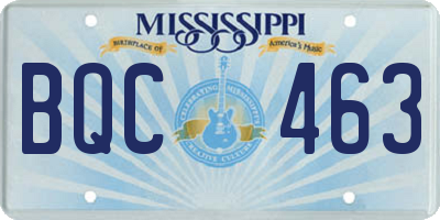 MS license plate BQC463