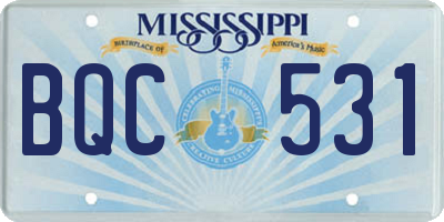 MS license plate BQC531