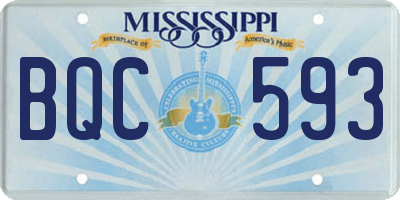 MS license plate BQC593