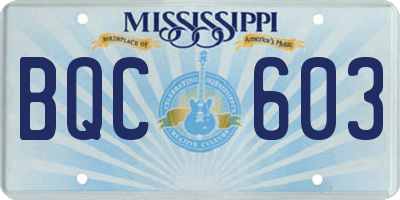 MS license plate BQC603