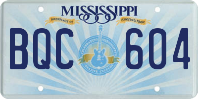 MS license plate BQC604