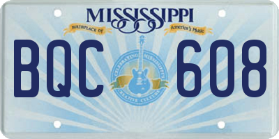 MS license plate BQC608