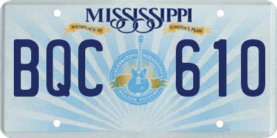 MS license plate BQC610