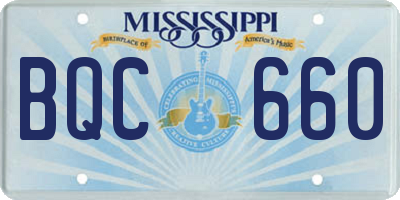 MS license plate BQC660