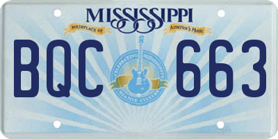 MS license plate BQC663