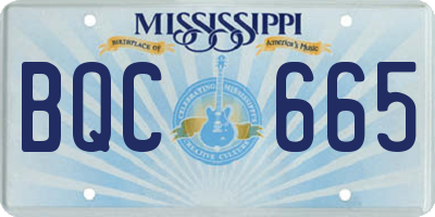 MS license plate BQC665