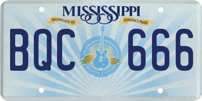 MS license plate BQC666