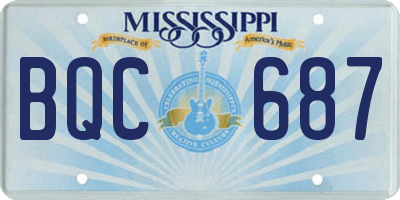 MS license plate BQC687