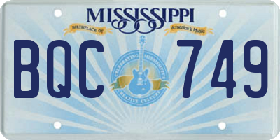 MS license plate BQC749