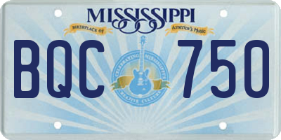 MS license plate BQC750