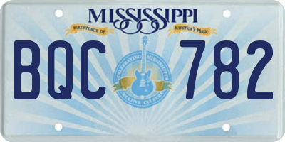 MS license plate BQC782