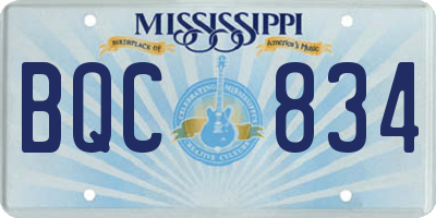 MS license plate BQC834