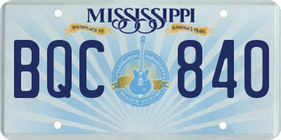 MS license plate BQC840
