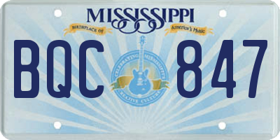 MS license plate BQC847