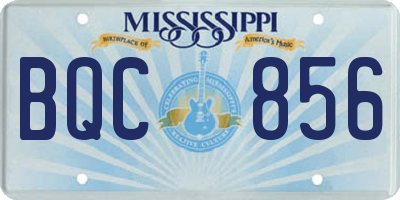 MS license plate BQC856