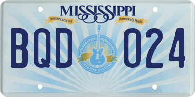 MS license plate BQD024