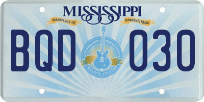 MS license plate BQD030