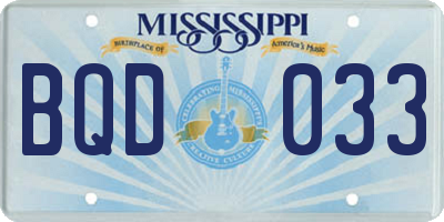 MS license plate BQD033