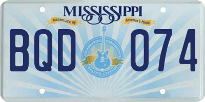MS license plate BQD074