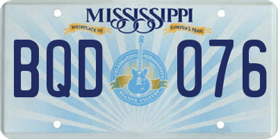 MS license plate BQD076
