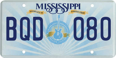 MS license plate BQD080