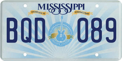 MS license plate BQD089