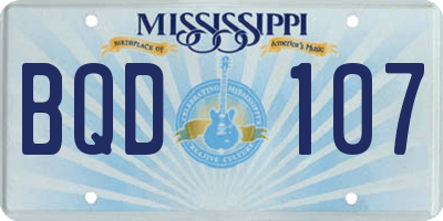 MS license plate BQD107