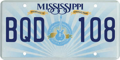 MS license plate BQD108