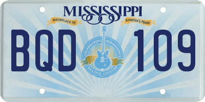 MS license plate BQD109