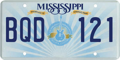 MS license plate BQD121