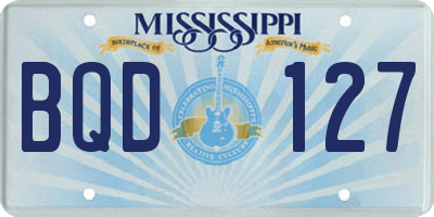 MS license plate BQD127