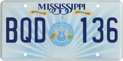 MS license plate BQD136