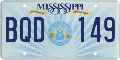 MS license plate BQD149